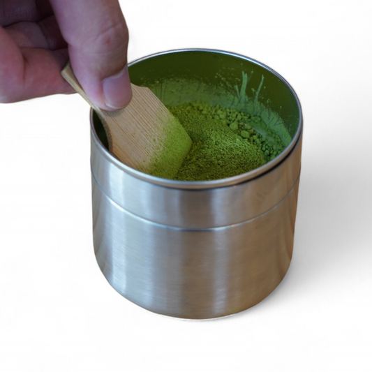 Matcha Canister with Sifter - Stainless Steel (ステンレス製抹茶篩缶)